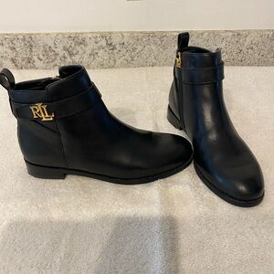 WORN ONCE RALPH LAUREN Black leather Bonne Ankle Boot SZ 6-1/2